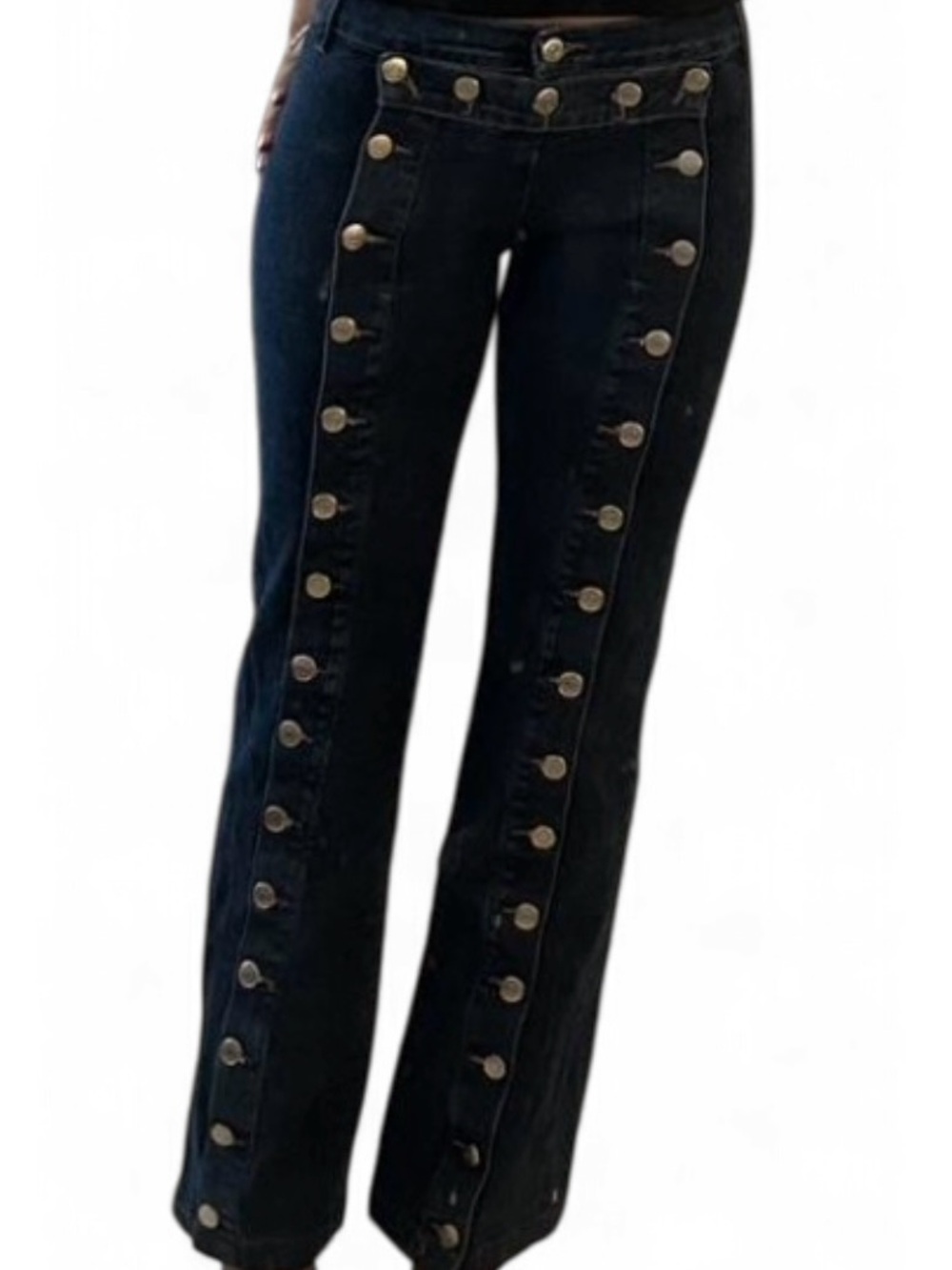 Vintage Bebe Straight-Leg Jeans with Button Accents